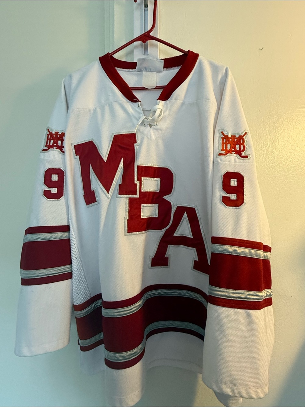 MBA White and Red Hockey Jersey - XL